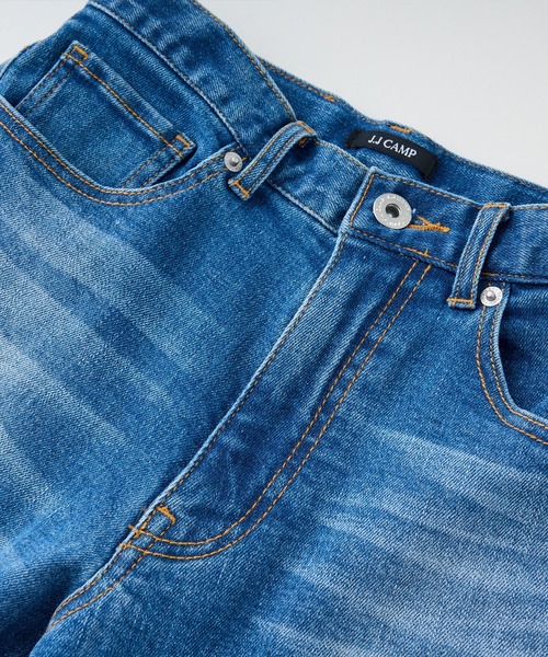J.J camp(ジェイジェイキャンプ)の「J.J camp デニムパンツ テーパード blasted stretch denim pants(デニムパンツ・レディース・ネイビー系2/ネイビー系1・XS/S/M/L/XL/2XL)」の9枚目の写真