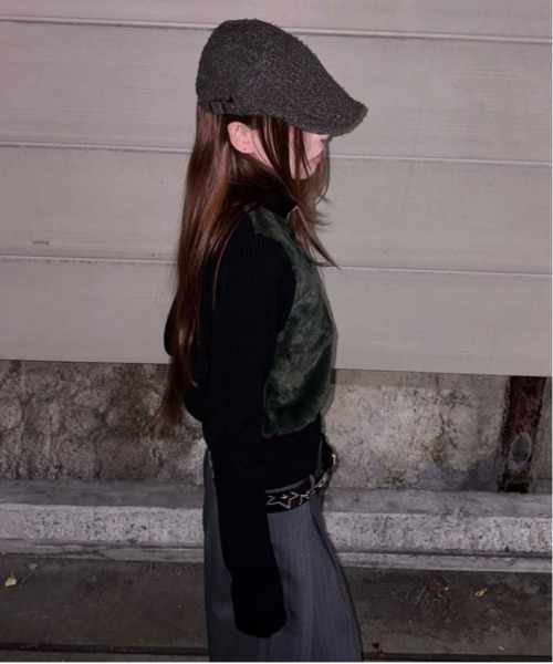 sedacle girl(セダクルガール)の「フェイクファードライバーズニット(ニット/セーター・レディース・ブラウン/ブラック・MEDIUM/SMALL)」の13枚目の写真