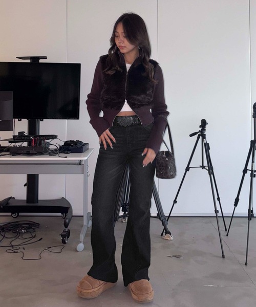 sedacle girl(セダクルガール)の「フェイクファードライバーズニット(ニット/セーター・レディース・ブラウン/ブラック・MEDIUM/SMALL)」の22枚目の写真