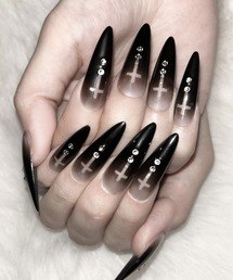 me+em select（ミームセレクト）の「グラデーションシアークロスポイントロングネイルチップ ／ gradation sheer cross point long nail tips（ネイルシール/ネイルチップ）」