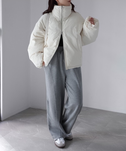 Riberry（リベリー）の「チェックサッカースタンドカラーショートダウン（ダウンジャケット/コート・レディース・ベージュ/ブラウン/アイボリー/ブラック・FREE）」の7枚目の写真