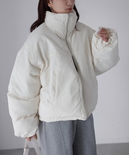 Riberry（リベリー）の「チェックサッカースタンドカラーショートダウン（ダウンジャケット/コート・レディース・ベージュ/ブラウン/アイボリー/ブラック・FREE）」の19枚目の写真