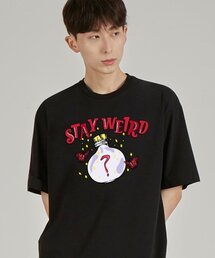 ステイウィアード ラウンドネック 40番手ダブルウィーブコットン半袖Tシャツ_ブラック