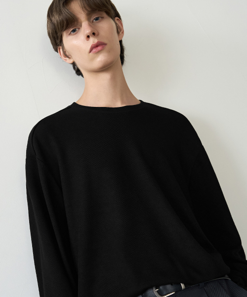 DRAW FIT（ドローフィット）の「ラウンドネックニットTシャツ[ブラック]（ニット/セーター・メンズ・その他・X-LARGE/MEDIUM/LARGE）」の2枚目の写真