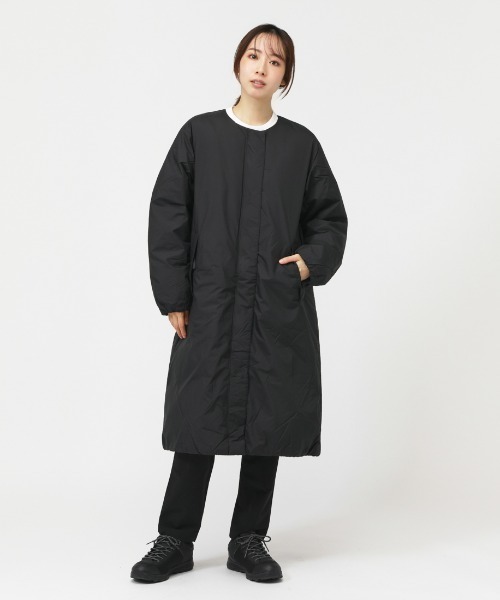 NANGA（ナンガ）の「ナンガ  NO COLLAR DOWN COAT（ダウンジャケット/コート・レディース・ブラック/アイボリー・L/M）」の2枚目の写真