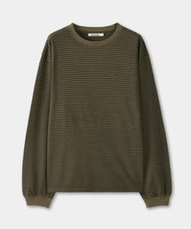 EXCONTAINER（エックスコンテナ）の「ヴィンテージピグメントストライプロングスリーブ (ディープベージュ)（Tシャツ/カットソー）」