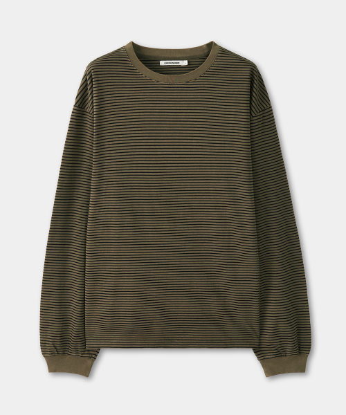 EXCONTAINER(エックスコンテナ)の「ヴィンテージピグメントストライプロングスリーブ (ディープベージュ)(Tシャツ/カットソー・メンズ・その他・MEDIUM/LARGE/X-LARGE)」の1枚目の写真