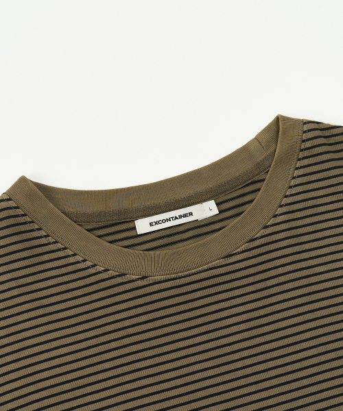 EXCONTAINER(エックスコンテナ)の「ヴィンテージピグメントストライプロングスリーブ (ディープベージュ)(Tシャツ/カットソー・メンズ・その他・MEDIUM/LARGE/X-LARGE)」の2枚目の写真