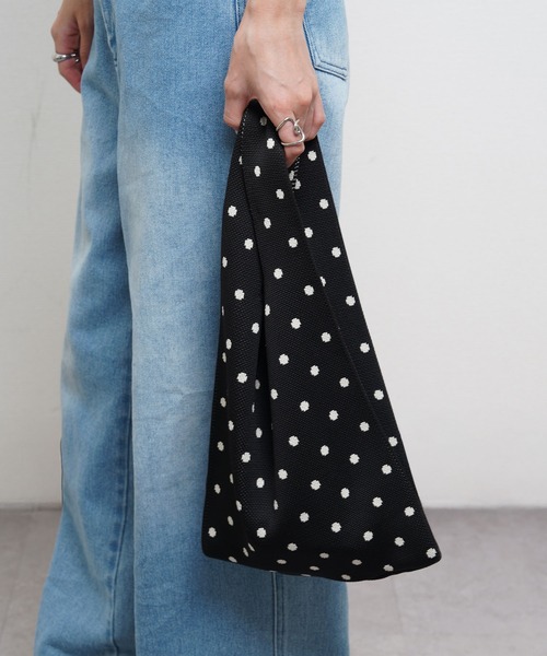 Chillfar（チルファー）の「ニットトートバック（トートバッグ・レディース・ホワイト/ブラック・FREE）」の3枚目の写真