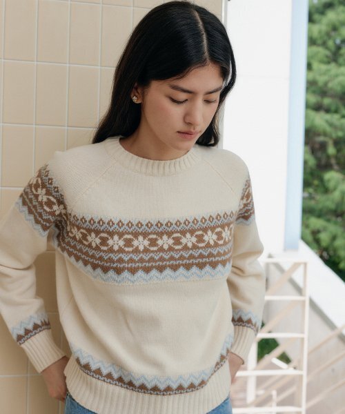 YUPPE（ヨッペ）の「JACQUARD WOOL KNIT_IVORY（ニット/セーター・レディース・その他・FREE）」の2枚目の写真