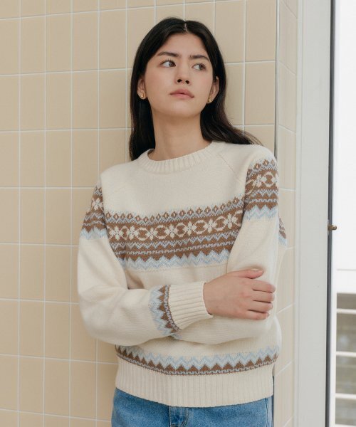 YUPPE（ヨッペ）の「JACQUARD WOOL KNIT_IVORY（ニット/セーター・レディース・その他・FREE）」の3枚目の写真