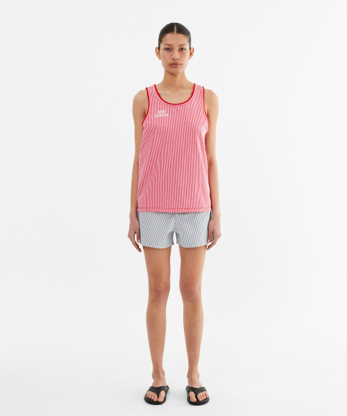 MENASOO(ミナス)の「Stripe Double Binding Sleeveless_Pink(Tシャツ/カットソー・レディース・PINK・F)」の2枚目の写真