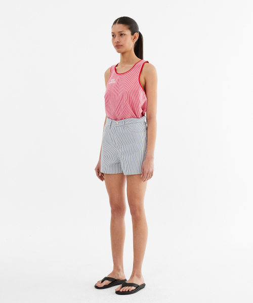 MENASOO(ミナス)の「Stripe Double Binding Sleeveless_Pink(Tシャツ/カットソー・レディース・PINK・F)」の3枚目の写真