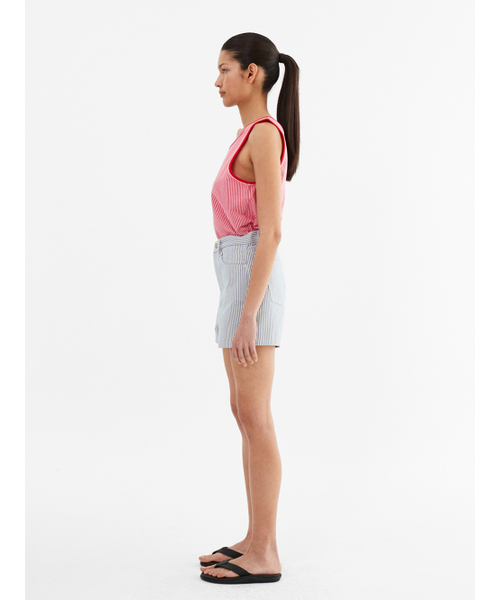 MENASOO(ミナス)の「Stripe Double Binding Sleeveless_Pink(Tシャツ/カットソー・レディース・PINK・F)」の4枚目の写真