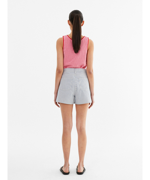 MENASOO(ミナス)の「Stripe Double Binding Sleeveless_Pink(Tシャツ/カットソー・レディース・PINK・F)」の5枚目の写真