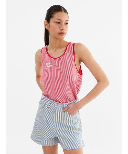 MENASOO(ミナス)の「Stripe Double Binding Sleeveless_Pink(Tシャツ/カットソー・レディース・PINK・F)」の6枚目の写真