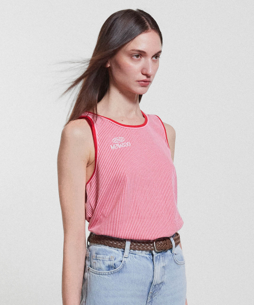 MENASOO(ミナス)の「Stripe Double Binding Sleeveless_Pink(Tシャツ/カットソー・レディース・PINK・F)」の9枚目の写真