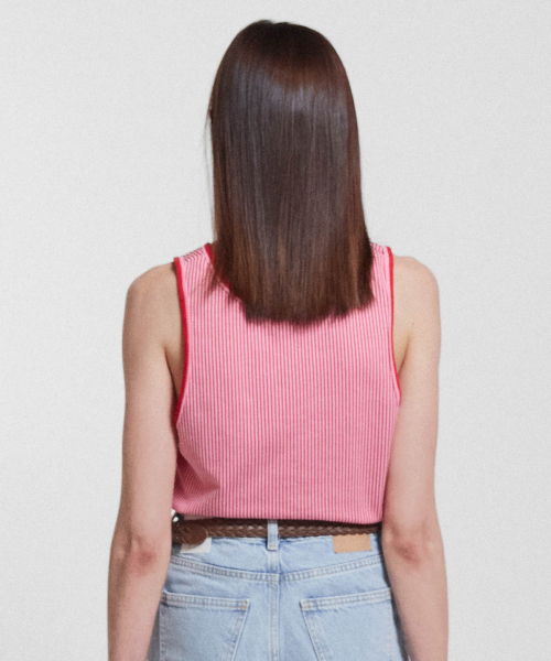 MENASOO(ミナス)の「Stripe Double Binding Sleeveless_Pink(Tシャツ/カットソー・レディース・PINK・F)」の11枚目の写真