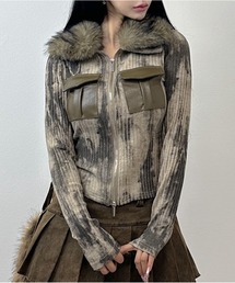 FOLLOWIN（フォロウィン）の「【2WAY】ファームラ加工リブダブルジップジャケット（テーラードジャケット）」