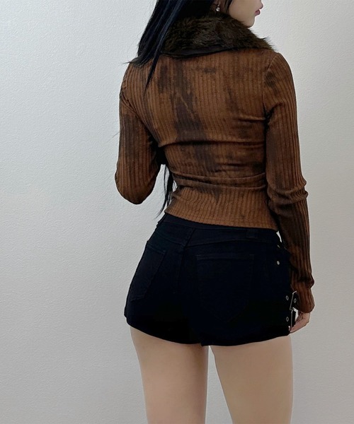 FOLLOWIN（フォロウィン）の「【2WAY】ファームラ加工リブダブルジップジャケット（テーラードジャケット・レディース・ブラウン/ブラック/カーキ・FREE）」の20枚目の写真