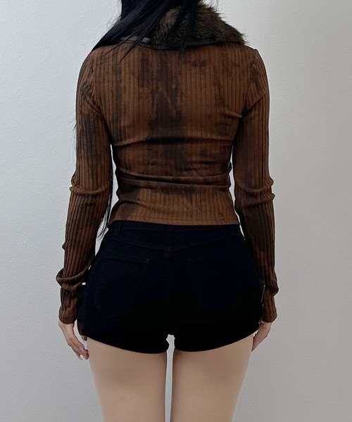 FOLLOWIN（フォロウィン）の「【2WAY】ファームラ加工リブダブルジップジャケット（テーラードジャケット・レディース・ブラウン/ブラック/カーキ・FREE）」の21枚目の写真