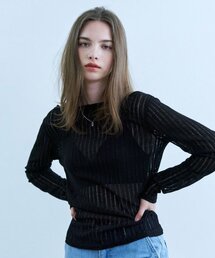 シースルーサマーニット - ブラック