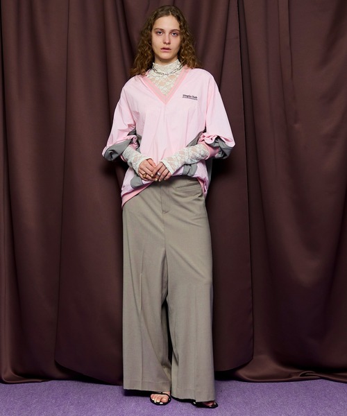 MAISON SPECIAL（メゾンスペシャル）の「Striped Print V-Neck Tops/ストライププリントVネックトップス（その他トップス・レディース・ピンク/グレー/チャコールグレー・FREE）」の8枚目の写真