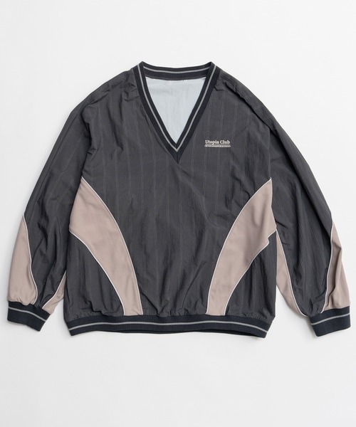 MAISON SPECIAL（メゾンスペシャル）の「Striped Print V-Neck Tops/ストライププリントVネックトップス（その他トップス・レディース・ピンク/グレー/チャコールグレー・FREE）」の13枚目の写真