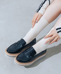 【美脚効果・22.0-25.0cm展開】厚底プラットフォームローファー JA5921