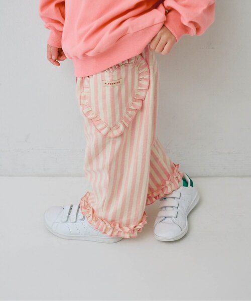 p.premier（ピードットプルミエ）の「ハートポケットフリルパンツ_ジュニア対応（その他パンツ・キッズ・サックスブルー/ピンク/レッド/インディゴブルー・80/90/100/110/120/130/140）」の3枚目の写真