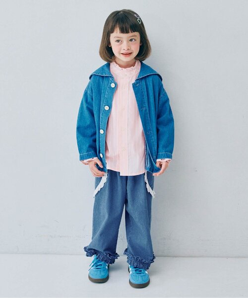 p.premier（ピードットプルミエ）の「ハートポケットフリルパンツ（その他パンツ・キッズ・サックスブルー/ピンク/レッド/インディゴブルー・80/90/100/110/120/130/140）」の10枚目の写真