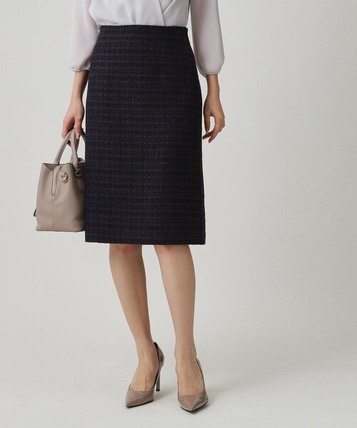 日本製／セットアップ】ファンシーツィードのセミAラインスカート