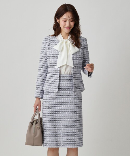 クード シャンス（COUP DE CHANCE）/【日本製／セットアップ】ファンシーツィードのセミAラインスカート 日本製／セットアップ】ファンシーツィードのセミAラインスカート