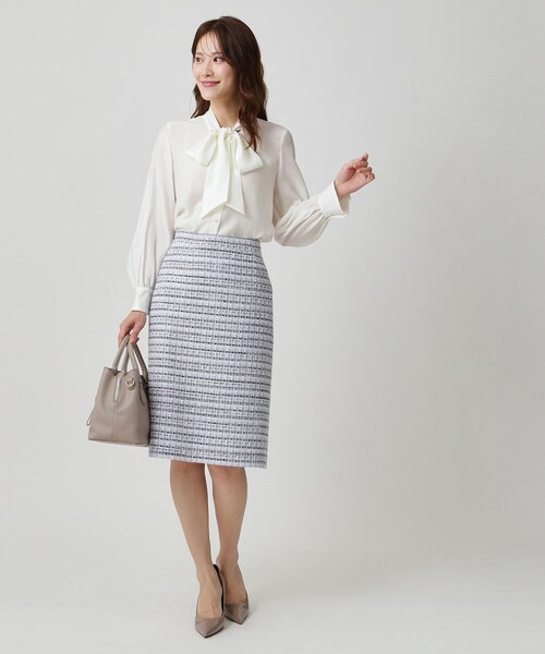 COUP DE CHANCE（クードシャンス）の「【日本製／セットアップ】ファンシーツィードのセミAラインスカート（スカート・レディース・ブラック系3/ホワイト系その他4/ブルー系8/ネイビー系3・36/38/40/42）」の11枚目の写真