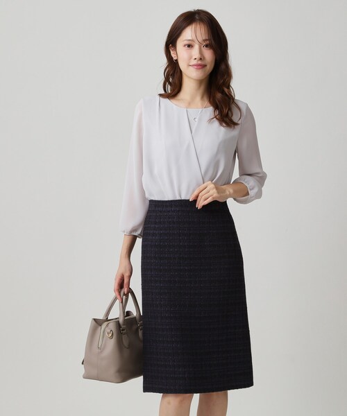 COUP DE CHANCE（クードシャンス）の「【日本製／セットアップ】ファンシーツィードのセミAラインスカート（スカート・レディース・ブラック系3/ホワイト系その他4/ブルー系8/ネイビー系3・36/38/40/42）」の13枚目の写真