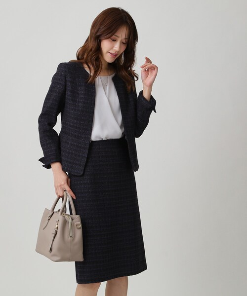 COUP DE CHANCE（クードシャンス）の「【日本製／セットアップ】ファンシーツィードのセミAラインスカート（スカート・レディース・ブラック系3/ホワイト系その他4/ブルー系8/ネイビー系3・36/38/40/42）」の14枚目の写真