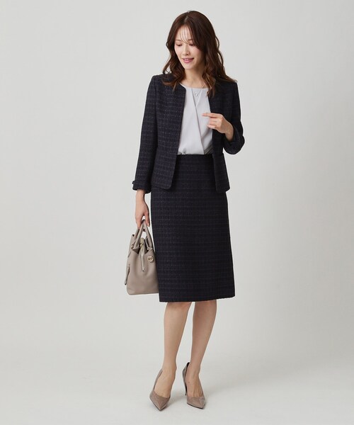 COUP DE CHANCE（クードシャンス）の「【日本製／セットアップ】ファンシーツィードのセミAラインスカート（スカート・レディース・ブラック系3/ホワイト系その他4/ブルー系8/ネイビー系3・36/38/40/42）」の15枚目の写真