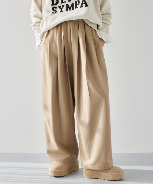 BARNYARDSTORM（バンヤードストーム）の「BARNYARDSTORM / 裏起毛タックイージーパンツ / マシンウォッシャブル（その他パンツ・レディース・ブラック/グレー/ブラウン/キャメル/ベージュ・S/M）」の5枚目の写真