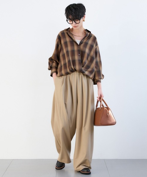 BARNYARDSTORM（バンヤードストーム）の「BARNYARDSTORM / 裏起毛タックイージーパンツ / マシンウォッシャブル（その他パンツ・レディース・ブラック/グレー/ブラウン/キャメル/ベージュ・S/M）」の7枚目の写真