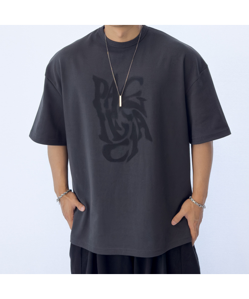 PACIENCIA（パシエンシア）の「009オーバーフィット半袖（Tシャツ/カットソー・メンズ・ブラック×グレー/ホワイト×グレー/チャコールグレー×ブラック/ブラック×ブルー・X-LARGE/LARGE/XX-LARGE）」の4枚目の写真