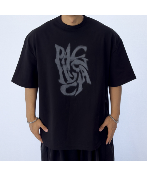 PACIENCIA（パシエンシア）の「009オーバーフィット半袖（Tシャツ/カットソー・メンズ・ブラック×グレー/ホワイト×グレー/チャコールグレー×ブラック/ブラック×ブルー・X-LARGE/LARGE/XX-LARGE）」の2枚目の写真