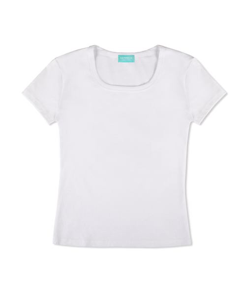 KATRINA K(カトリーナケイ)の「クラシックスリムフィットスクエアネック半袖Tシャツ-ホワイト(Tシャツ/カットソー・レディース・ホワイト・FREE)」の1枚目の写真