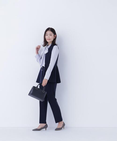 NATURAL BEAUTY BASIC(ナチュラルビューティーベーシック)の「◇フロントボタンペプラムジレ SETUP テーパードパンツ(スラックス・レディース・ブルー/ネイビー/ベージュ・MEDIUM/SMALL)」の12枚目の写真