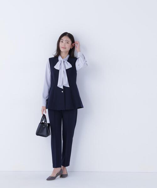 NATURAL BEAUTY BASIC(ナチュラルビューティーベーシック)の「◇フロントボタンペプラムジレ SETUP テーパードパンツ(スラックス・レディース・ブルー/ネイビー/ベージュ・MEDIUM/SMALL)」の14枚目の写真