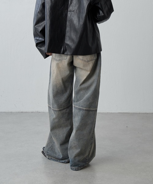 Lui's（ルイス）の「切替デザインワイドデニムパンツ（デニムパンツ・レディース・インディゴブルー/ブラック・36/38）」の8枚目の写真