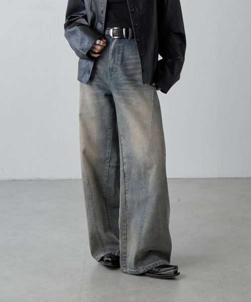 Lui's（ルイス）の「切替デザインワイドデニムパンツ（デニムパンツ・レディース・インディゴブルー/ブラック・36/38）」の11枚目の写真