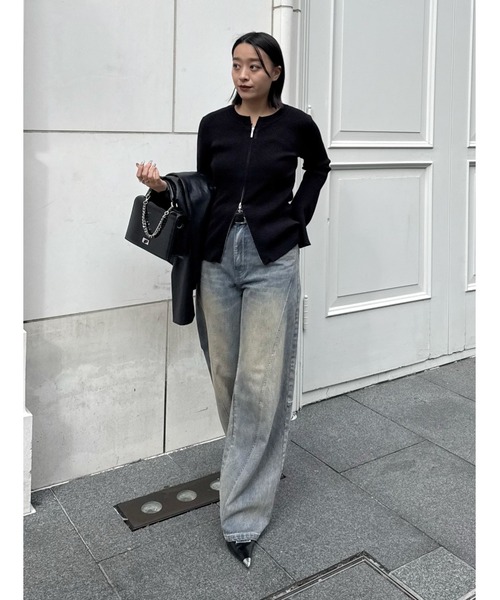 Lui's（ルイス）の「切替デザインワイドデニムパンツ（デニムパンツ・レディース・インディゴブルー/ブラック・36/38）」の16枚目の写真