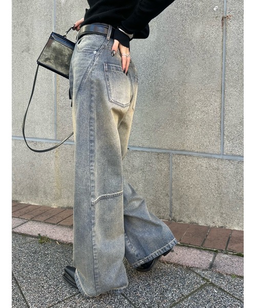 Lui's（ルイス）の「切替デザインワイドデニムパンツ（デニムパンツ・レディース・インディゴブルー/ブラック・36/38）」の14枚目の写真