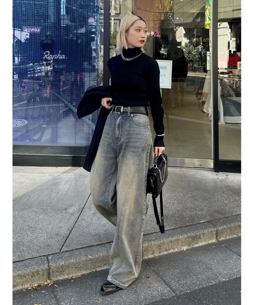 Lui's（ルイス）の「切替デザインワイドデニムパンツ（デニムパンツ・レディース・インディゴブルー/ブラック・36/38）」の17枚目の写真