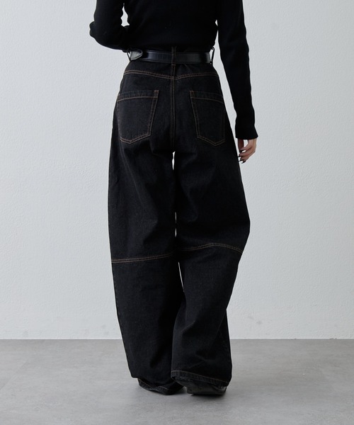 Lui's（ルイス）の「切替デザインワイドデニムパンツ（デニムパンツ・レディース・インディゴブルー/ブラック・36/38）」の18枚目の写真